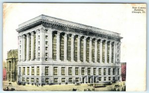 c1910s County Building Chicago Hand Color Postcard Schmidt Trolley City Hall A10