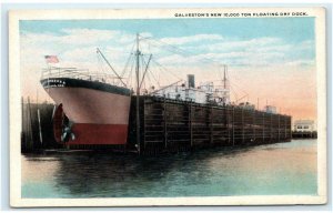 GALVESTON, TX Texas ~ Ship IMBODEN in New 10,000 Ton DRY DOCK c1920s Postcard