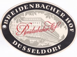 Germany Duesseldorf Breidenbacher Hotel Vintage Luggage Tag sk3739