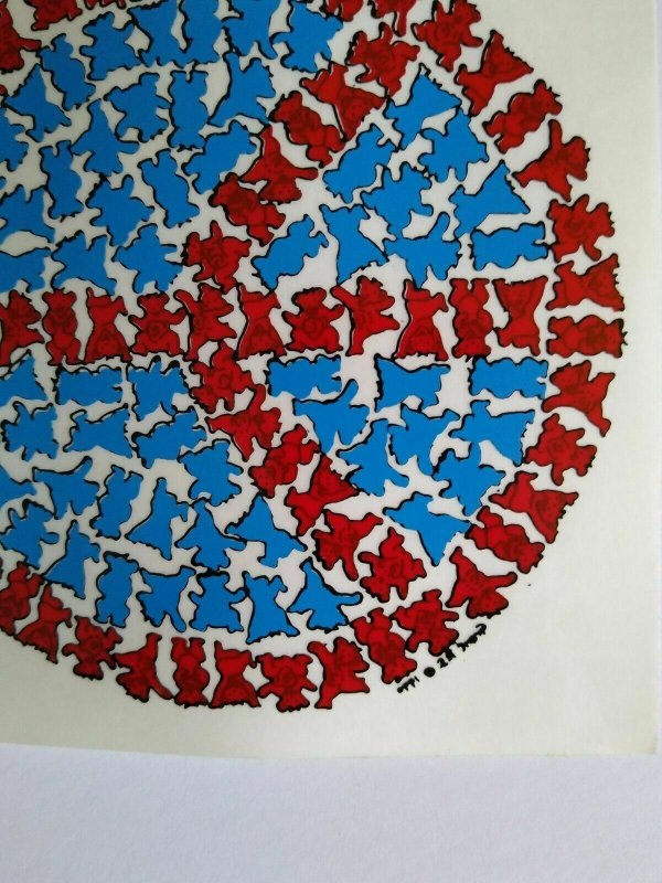 Grateful Dead Original Car Window Decal Dancing Red White Blue Bears Peace 1990 