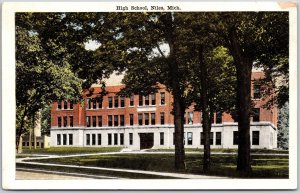 High School Niles Michigan MI Campus Building Trees Postcard