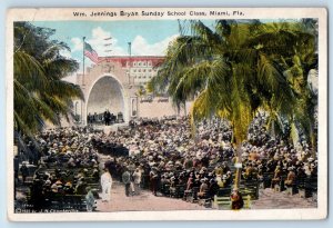 1926 Miami Florida FL Postcard Wm Jennings Bryan Sunday School Class President