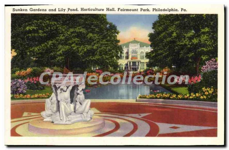 Modern Postcard Sunken Gardens and Lily Pond Horticulture Hall Fairmount Park...