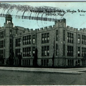 1908 Joliet, IL Township High School Postcard Jail Castle Building ILL A47