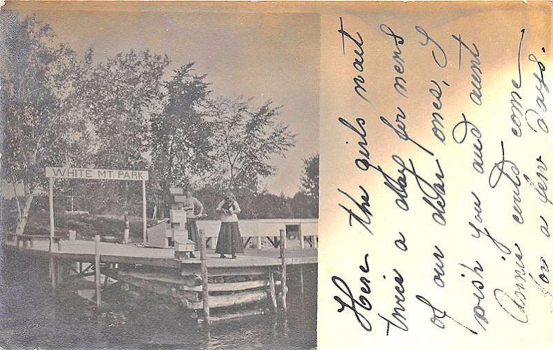 Lakeport NH White Mt Park Boat Landing in 1908 Postcard