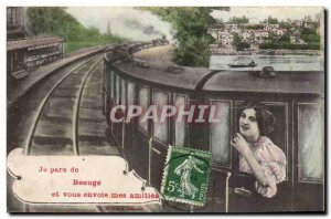 Old Postcard I go to Beauge and send you my friendships (train)