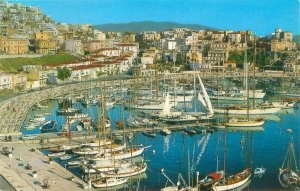 Tourkolimano Greece Harbor With Yachts Aerial, Olympic Airways Chrome Postcard