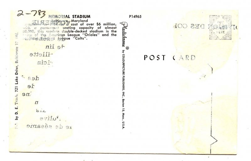 MD - Baltimore. Memorial Stadium