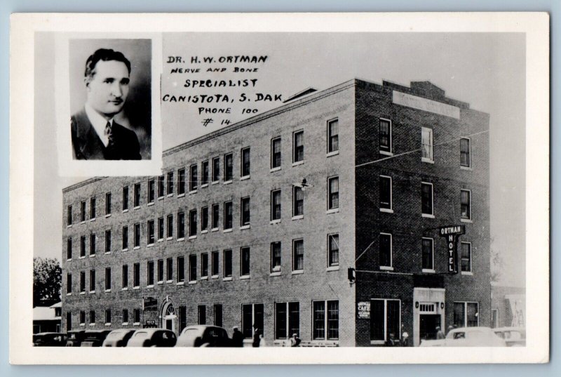 Canistota South Dakota Postcard Dr. H.W. Ortman Specialist Exterior c1940 RPPC