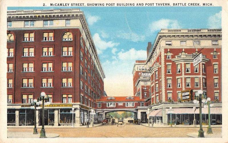 battle creek michigan mccamley street L4408 antique postcard