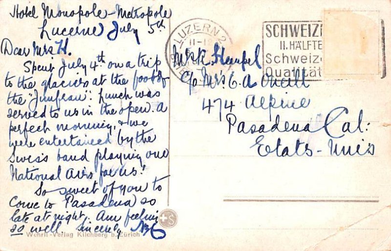 Luzern Schweizerhofquai und Pilatus Switzerland Postal Used Unknown, Missing ...