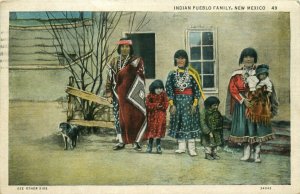 1938 Indian Pueblo Family, New Mexico Vintage Postcard