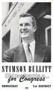 Stimson Bullitt, non postcard backing Congress, Democrat Patriotic Unused 