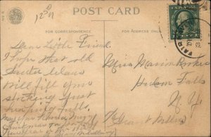 Christmas Children Open Basket Gift WOLF PUB Ellen Clapsaddle  c1910 Postcard