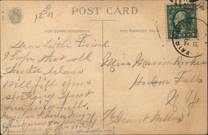 Christmas Children Open Basket Gift WOLF PUB Ellen Clapsaddle  c1910 Postcard