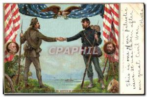 Postcard Old Wild West Cowboy The veteran of 52 United in defense of the flag...