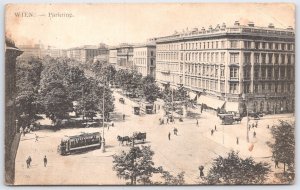 Vintage Wien Parkring Austria Horse Tram Postcard 1910s Scenic View
