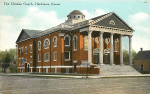 Vintage Postcard First Christian Church Hutchinson KS Reno County