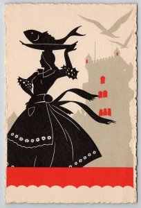 Portugal Silhuetas LISBOA Peixeira No.3 Art Deco Silhouette Postcard N24