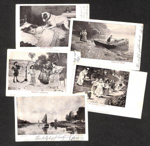 Lot of 5 Dutch fine art Grand French Bazar Rotterdam Utrecht Groningen 1900`s