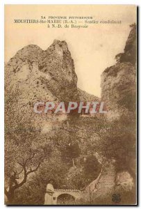 Old Postcard Provence Picturesque Moustitiers Ste Marie B A trail leading to ...