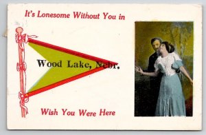 Wood Lake NE Romantic Pennant Davidson Family Long Pine Nebraska Postcard A37