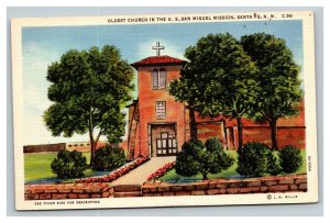 Vintage 1940's Postcard San Miguel Mission Oldest Church Santa Fe New Mexico