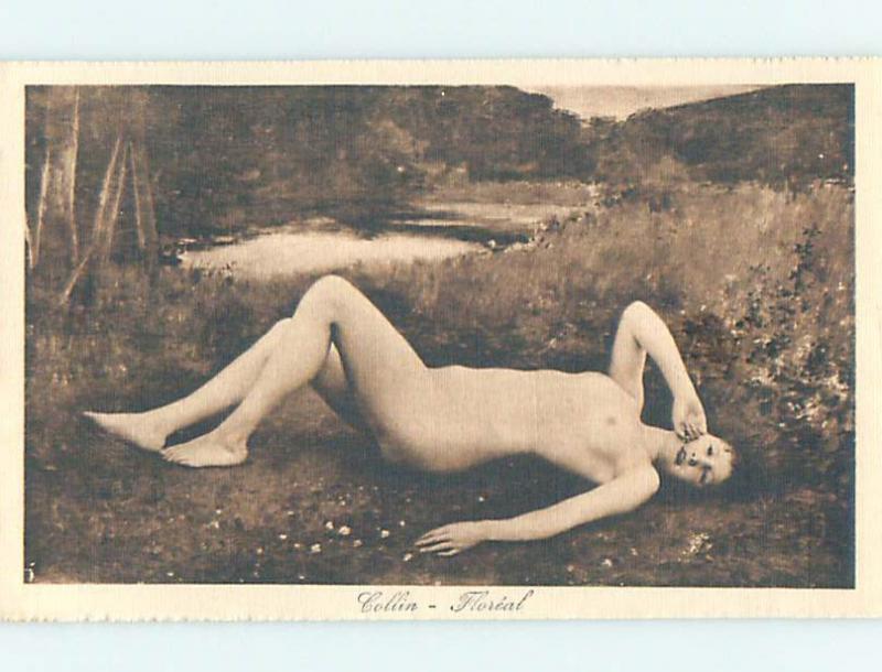 Pre-Linen foreign risque NUDE GIRL LYING IN THE GRASS HL9802-22