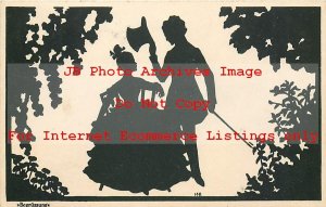 M Behrens, AR & C No 1129-1, Silhouette, Begrussung, Greeting, Couple, Romance