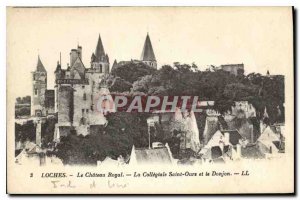 Old Postcard The Royal Castle Loches The Collegiale St. Ours and the Keep