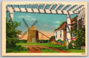 Cape Cod Massachusetts~Old Cape Cod Wind-Powered Grist Mill~Vintage Linen PC