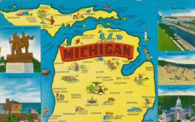 Greetings From Michigan With Map