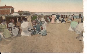 West Palm Beach FL, Women & Children on Beach w Umbrellas, 1910 Postmark