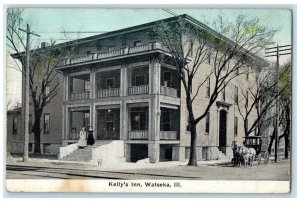 1913 Kelly's Inn Exterior Roadside Watseka Illinois IL Posted Vintage Postcard