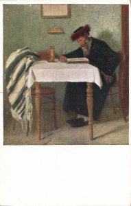 PC JUDAICA, JEWISH MAN READING, Vintage Postcard (B41904)