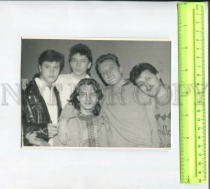 467446 USSR 1980-years Leningrad group of young guys smoking photo