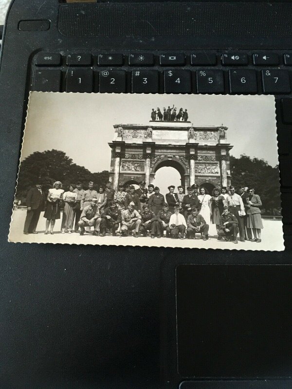 1947 Photo Postcard RPPC-  Arc De Triomphe, Tourists, Military