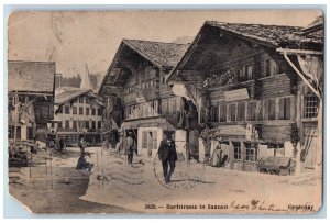 Bern Switzerland Postcard Village street in Saanen Gessenay 1908 Antique