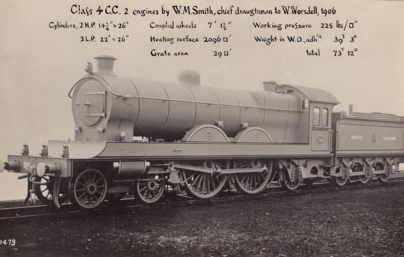 NER 730 Class 4CC WM Smith Wordsell Antique Train Real Photo Postcard