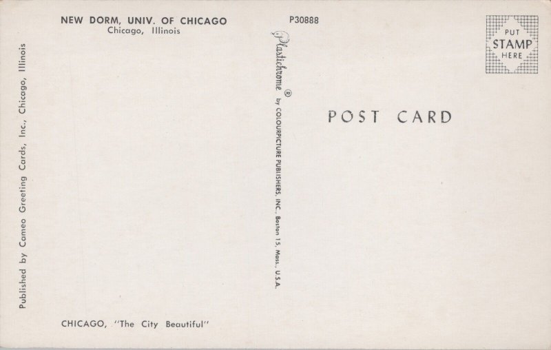 USA New Dorm University Of Chicago Illinois Chrome Postcard 03.18