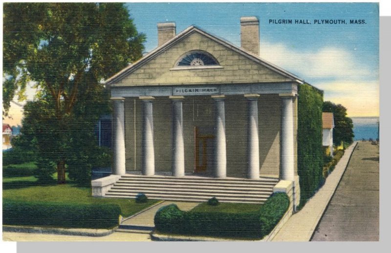 Plymouth, Massachusetts/MA Postcard, Pilgrim Hall, 1955!
