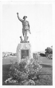 H58/ Kalispell Montana RPPC Postcard c1940s Military Monument Soldier