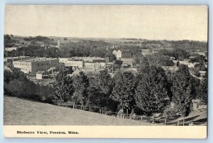 Preston Minnesota MN Postcard Birdseye View Trees Buildings 1910 Vintage Antique