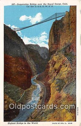 Suspension Bridge, Royal Gorge Colorado, USA Unused 