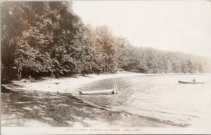 Little Bay Barailla Park Oro Ontario ON Oro-Medonte Canoe c1924 RPPC Postcard F7