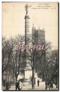 Paris Old Postcard Place du Chatelet Victory Column