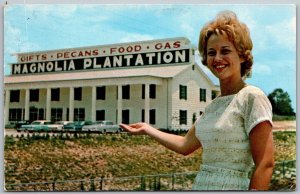 Tifton Georgia 1960s Postcard Magnolia Plantation Diner Restaurant Gas Station