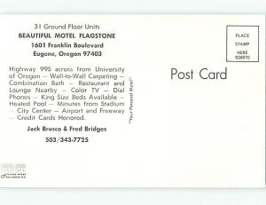 Unused Pre-1980 FLAGSTONE MOTEL & POOL Eugene Oregon OR u5820