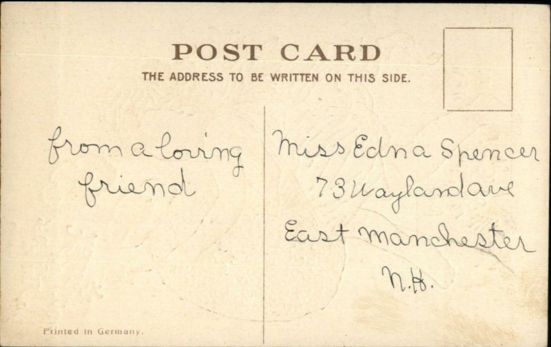 Valentine - Cute Cherub Child Banging Flower Drum c1910 Postcard