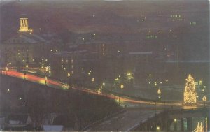 Bethlehem Pennsylvania Hill-to-Hill Bridge Aerial Night View 1988  Postcard Used